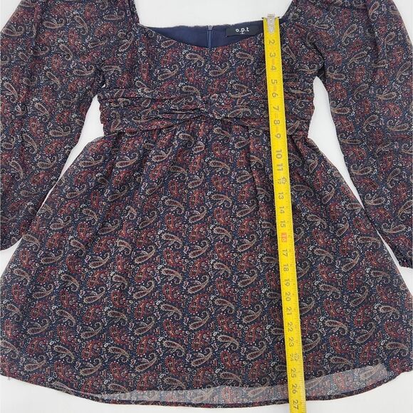 OPT One Pretty Time West Dress Size Medium Womens Blue Paisley Sheer Whimsygoth - Picture 8 of 12